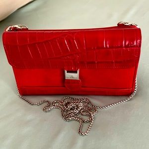 Brighton Vintage Red Leather Croc Crossbody